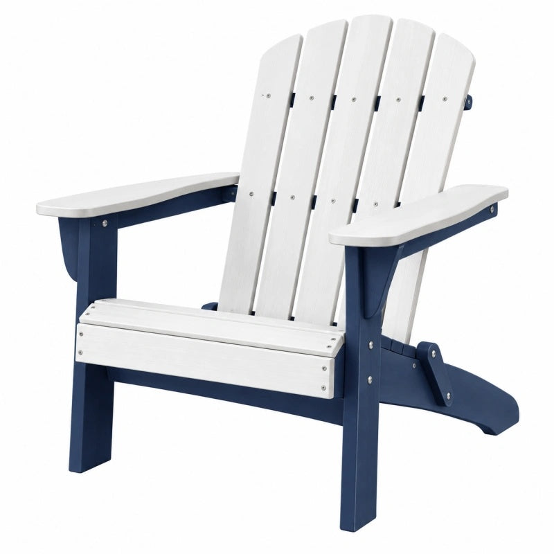Adirondack-Stuhl 83 x 79 x 98 cm aus Kunststoff Weiß Blau für den Außenbereich