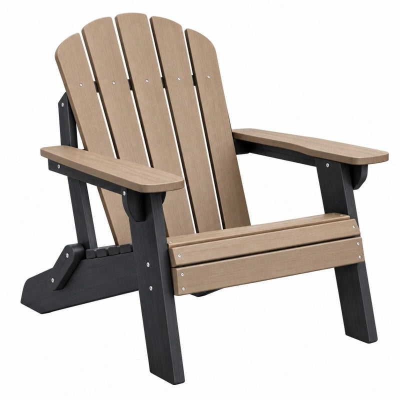 Adirondack Gartenstuhl 83 x 79 x 95 cm aus Kunststoff Holzoptik Braun Schwarz mit breiten Armlehnen