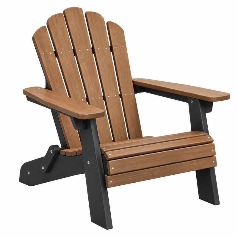 Adirondack Gartenstuhl 84 x 80 x 95 cm aus Holz Braun Schwarz mit breiten Armlehnen