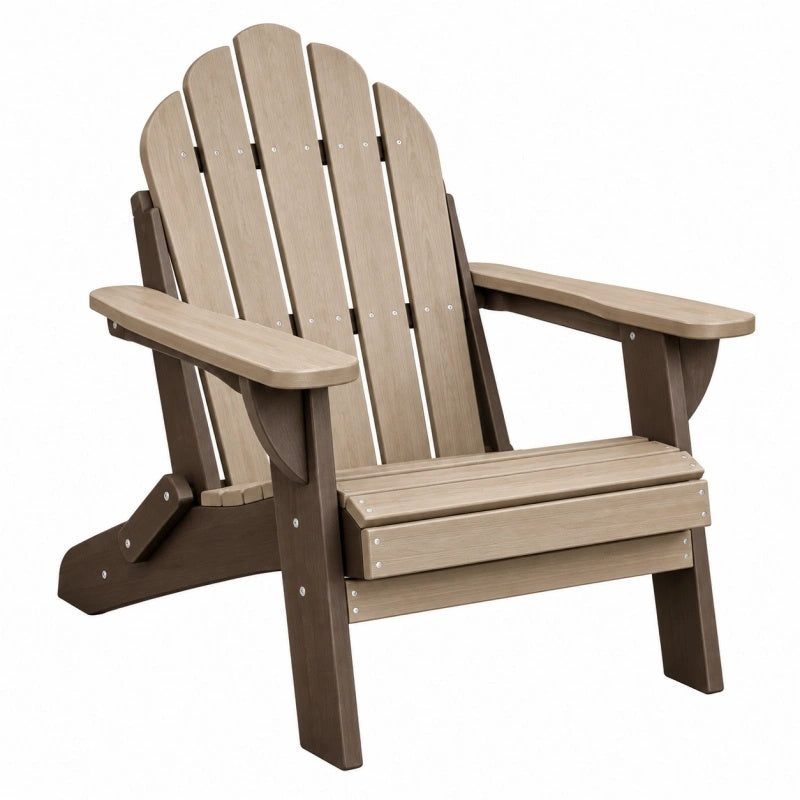 Adirondack-Gartenstuhl 80 x 82 x 95 cm aus Kunststoff in Taupe mit breiten Armlehnen