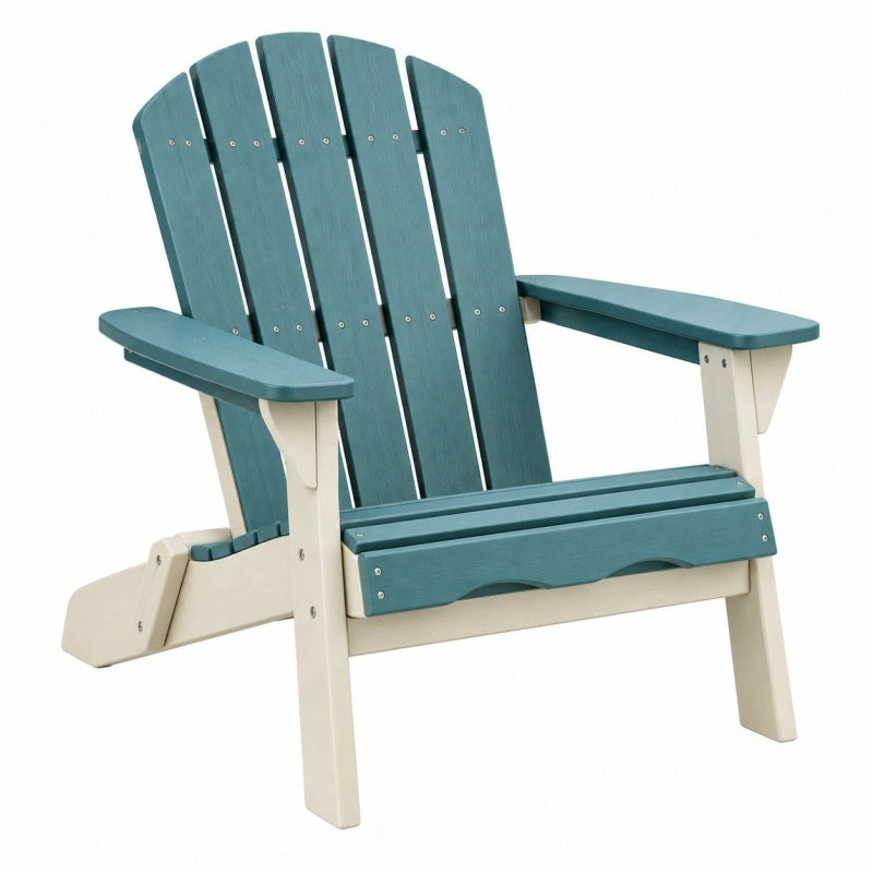 Adirondack Gartenstuhl 83 x 77 x 95 cm aus Kunststoff Blau Beige mit Armlehnen