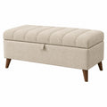 Sitzbank 100 x 40 x 45 cm aus Stoff in Beige mit Stauraum im modernen Stil