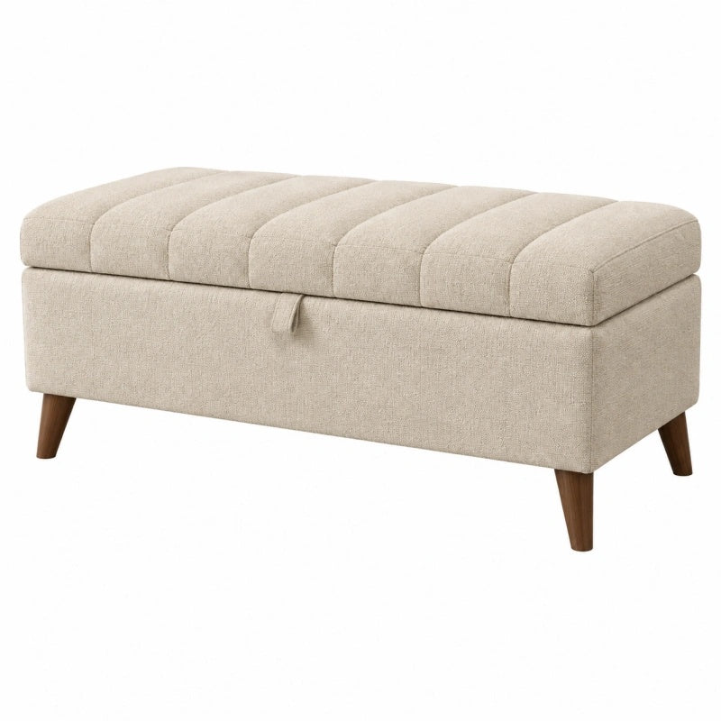 Sitzbank 100 x 40 x 45 cm aus Stoff in Beige mit Stauraum im modernen Stil