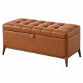 Sitzbank mit Stauraum 110 x 45 x 50 cm braunes Kunstleder Chesterfield Stil