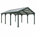 Carport 600 x 300 x 270 cm aus Metall in Dunkelgrün mit Satteldach für Fahrzeuge