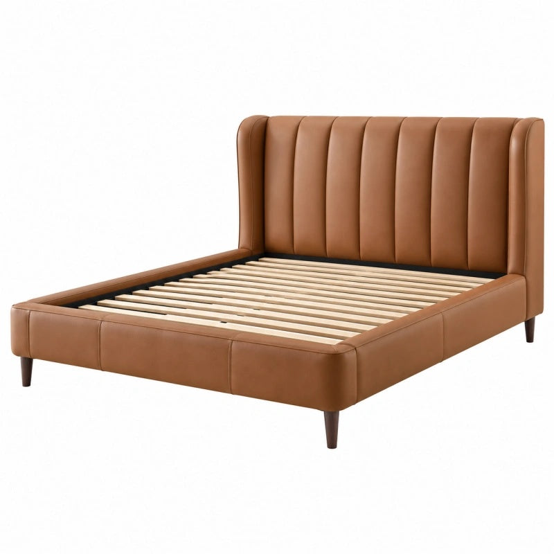 Polsterbett 160 x 200 cm Kunstleder Braun mit Lattenrost